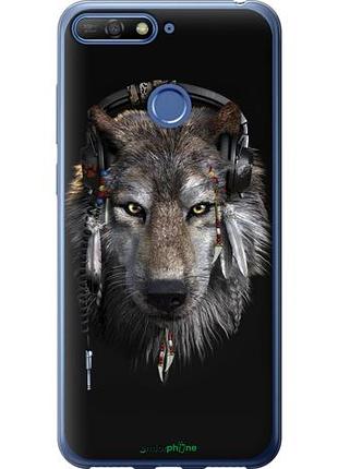 Чехол на huawei honor 7c волк-меломан "875u-1411-10746"