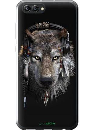 Чехол на huawei honor v10 / view 10 волк-меломан "875u-1579-10746"