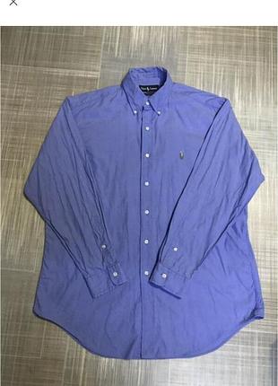Polo ralph lauren 💙чоловічий одяг/ блакитна сорочка з довгим рукавом💛40/l/48