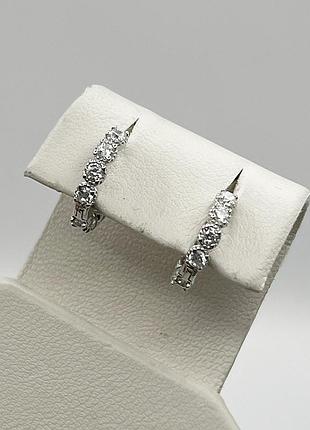 Сережки-кольца серебряные с кубическим цирконием 1,74 г