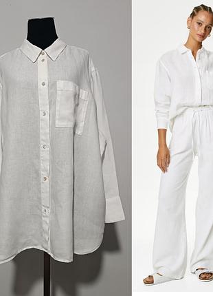 M&amp;s collection рубашка оверсайз из чистого льналь22/eur50/us18( 151/182-120-127)