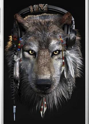 Чехол на huawei ascend p8 волк-меломан "875u-123-10746"