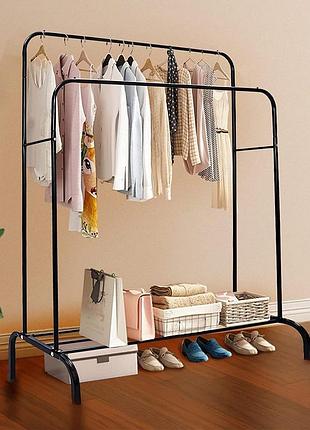 Двойная стойка вешалка для одежды и полки для обуви double floor hanger 110х150х57см