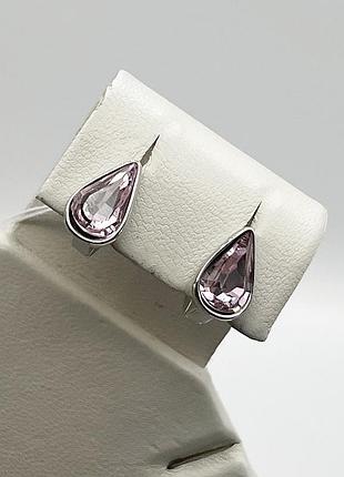 Сережки серебряные с розовым кварцем 3,18 г