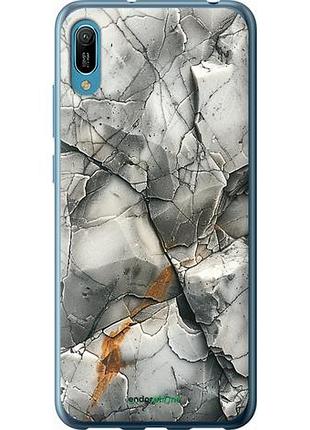 Чехол на huawei y6 2019 серый мрамор "6041u-1666-10746"