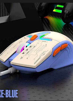 Проводная игровая компьютерная мышь xunfox h6b rgb 3600 dpi синий