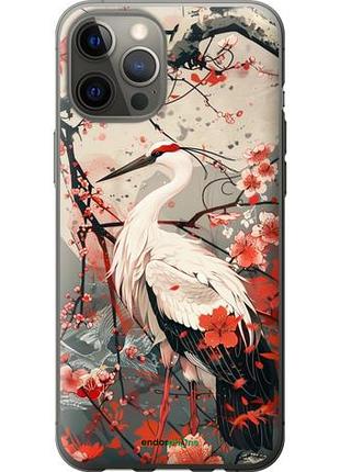 Чохол на iphone 12 pro max лелека у цвіті сакури "6109u-2054-10746"
