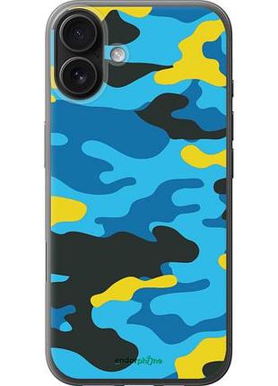 Чехол на iphone 16 plus желто-голубой камуфляж "1084u-3714-10746"