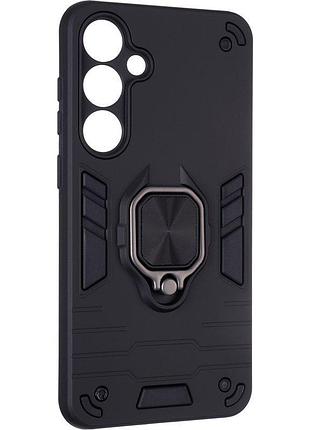 Чехол fiji defence для samsung galaxy s24 plus (s926) защитный бампер с кольцом подставкой black