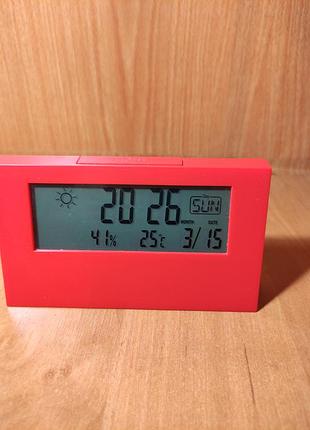 Настольные часы с подсветкой miniso красный 9
