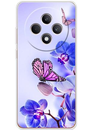 Чохол силіконовий з картинкою на oppo reno 12f (квітка, метелик на орхідеї)