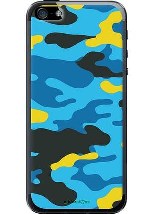 Чехол на iphone 5 желто-голубой камуфляж "1084u-18-10746"