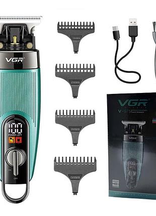 Беспроводная машинка для стрижки волос + 4 насадки, usb, vgr-975 / аккумуляторный триммер для волос и бороды