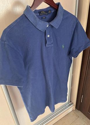 Polo теніска синя голуба , чоловіча поло ralph lauren slim fit