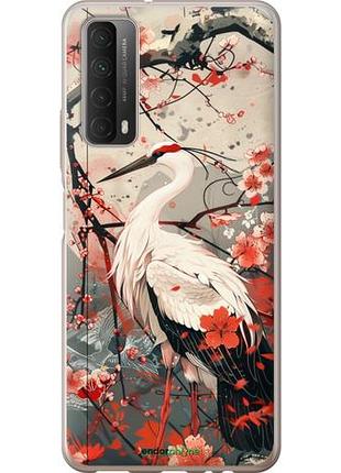 Чехол на huawei p smart 2021 аист в цвету сакуры "6109u-2100-10746"