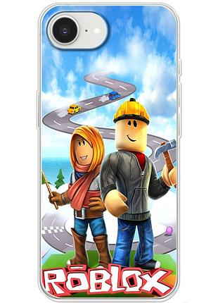Чехол силиконовый с картинкой на iphone 16e (роблокс, roblox)