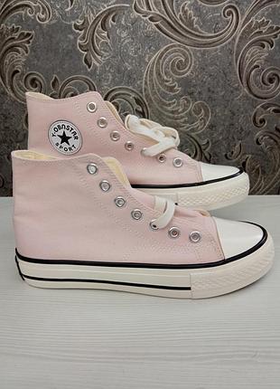 Високі рожеві текстильні кеди під converse маломірять