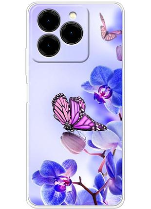 Чохол силіконовий з картинкою на ulefone note 20 pro (квітка, метелик на орхідеї)