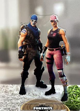 Акрилова фігурка (стенд) fortnite - черепний десантник (skull trooper)/бунтарка-рейдерка (renegade raider)