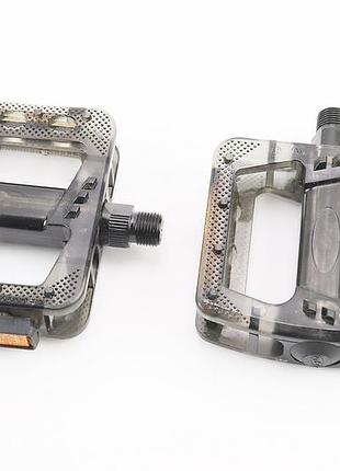 Педали mtb широкие 9/16" (102x97x26mm) поликарбонатные, чёрно-прозрачные nw-366pc