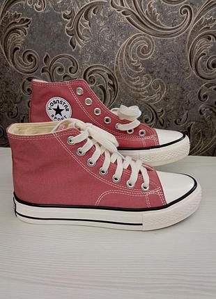 Високі текстильні кеди колір марсала під converse маломірять