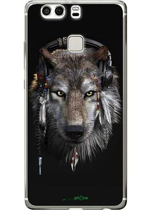 Чехол на huawei p9 plus волк-меломан "875u-300-10746"