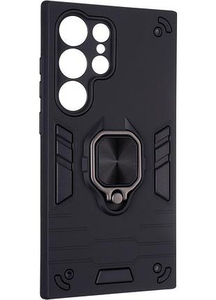 Чехол fiji defence для samsung galaxy s24 ultra (s928) защитный бампер с кольцом подставкой black
