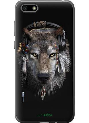 Чехол на huawei y5 2018 волк-меломан "875u-1500-10746"