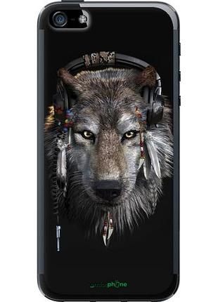 Чехол на iphone 5s волк-меломан "875u-21-10746"