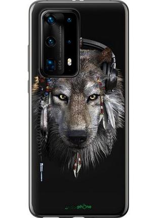 Чехол на huawei p40 pro plus волк-меломан "875u-1917-10746"