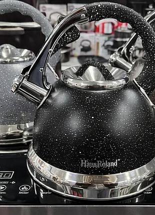 Чайник с гранитным покрытием со свистком haus roland hr 704-5 3,5 л из нержавеющей стали
