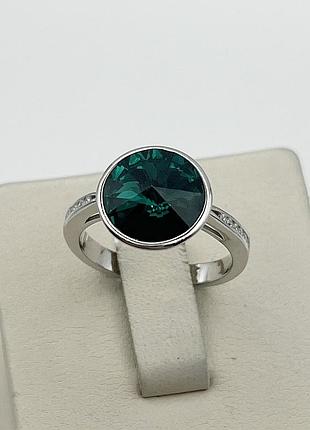Кольцо серебряное с зелёным кварцем 17,5 3,7 г