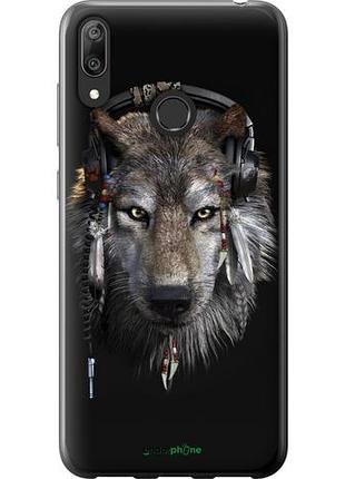 Чехол на huawei y7 2019 волк-меломан "875u-1638-10746"