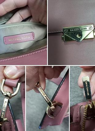 Сумка с длинной и короткими ручками,  тёмно - розовый цвет michael kors 5