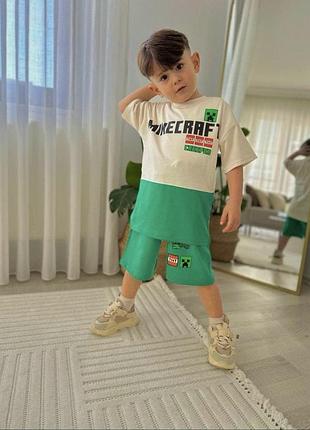 Детский летний костюм майнкрафт на мальчика турция 3/4, 4/5 лет