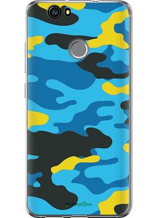 Чехол на huawei nova желто-голубой камуфляж "1084u-439-10746"