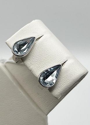 Сережки серебряные с кварцем london blue 3,2 г