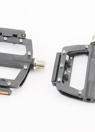 Педалі mtb широкі 9/16" (101x98x16mm) зі знімними шипами, 2 пром-підшипники (6*13*5), алюмінієві, чорні nwl-506b