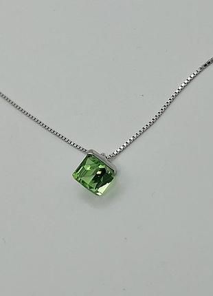 Колье серебряное с кристаллом swarovski 40+4 2,67 г
