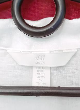 100% м'який льон біла жіноча сорочка вільного крою h&amp;m батал лляна жіноча сорочка з коротким рукавом 5