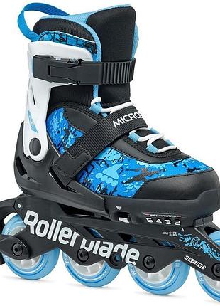 Раздвижные детские ролики rollerblade microblade sl размер 28-32 черно-голубые