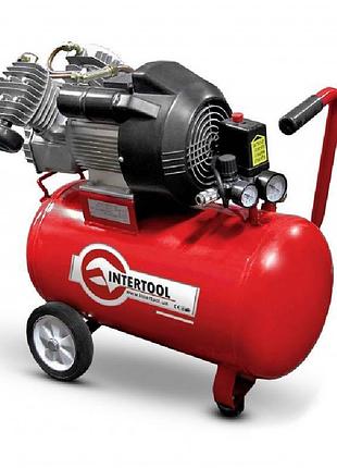 Компрессор 50 л, 3 квт, 220 в, 8 атм, 420 л/мин, 2 цилиндра. (intertool)