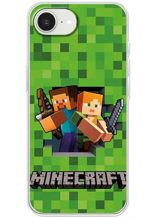 Чехол силиконовый с картинкой на iphone 16e (майнкрафт, minecraft)