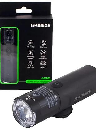 Велофара мощная leadbike m02-osram 400lm, 2000mah,waterproof, children lock, зу type-c (100)