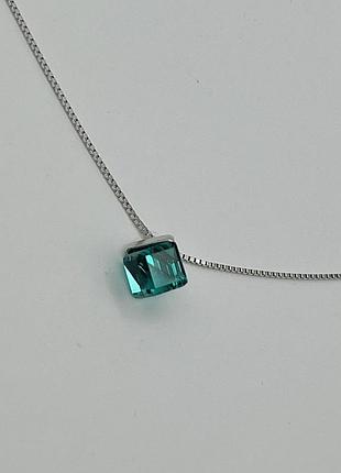 Колье серебряное с кристаллом swarovski 40+4 3,3 г