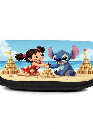 Школьный пенал лило и стич органайзер универсальный (lilo & stitch - 006) черный
