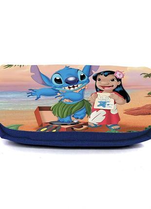 Школьный пенал лило и стич органайзер универсальный (lilo & stitch - 007) синий