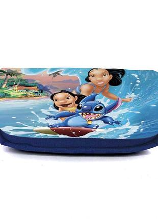 Школьный пенал лило и стич органайзер универсальный (lilo & stitch - 008) синий