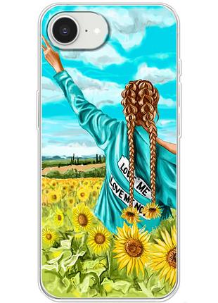 Чехол силиконовый с картинкой на iphone 16e (патриотический, девушка украинка)
