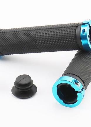 Ручки руля 130мм с зажимом lock-on с двух сторон, чёрно-синие fl-426